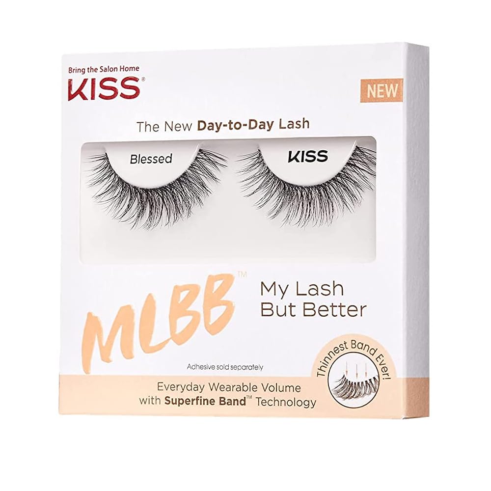 MLBB My Lash But Better False Eyelashes, Everyday Wearable Volume with Superfine Band Technology, Easy To Apply, Reusable, Cruelty-Free, Strip Lashes, Blessed, 1 Pair Fake Eyelashes