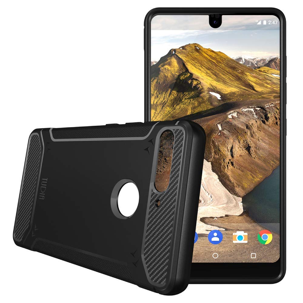 Essential Phone PH-1 Case, Carbon Fiber Design Lightweight [TAMM] TPU Bumper Shock Absorption Cover for Essential Phone PH-1 (Black)