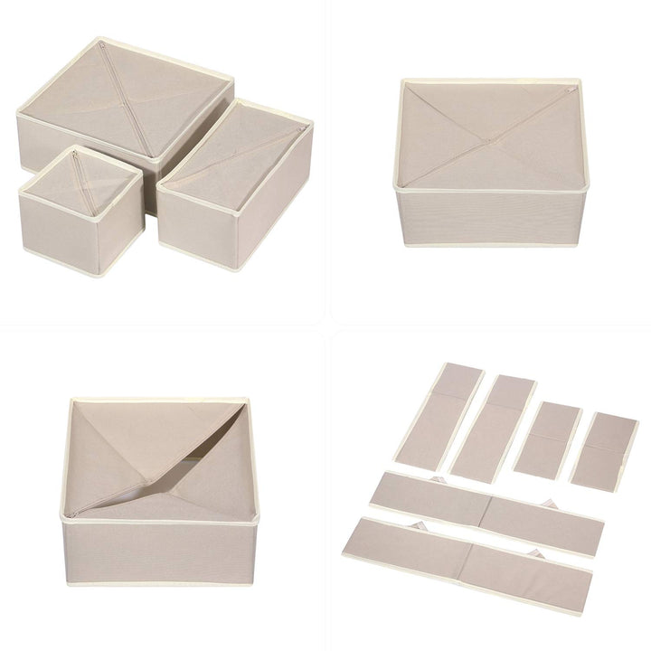 9 Pack Foldable Cloth Storage Box Closet Dresser Drawer Organizer Fabric Baskets Bins Containers Divider for Baby Clothes Underwear Bras Socks Lingerie Clothing,Beige 333