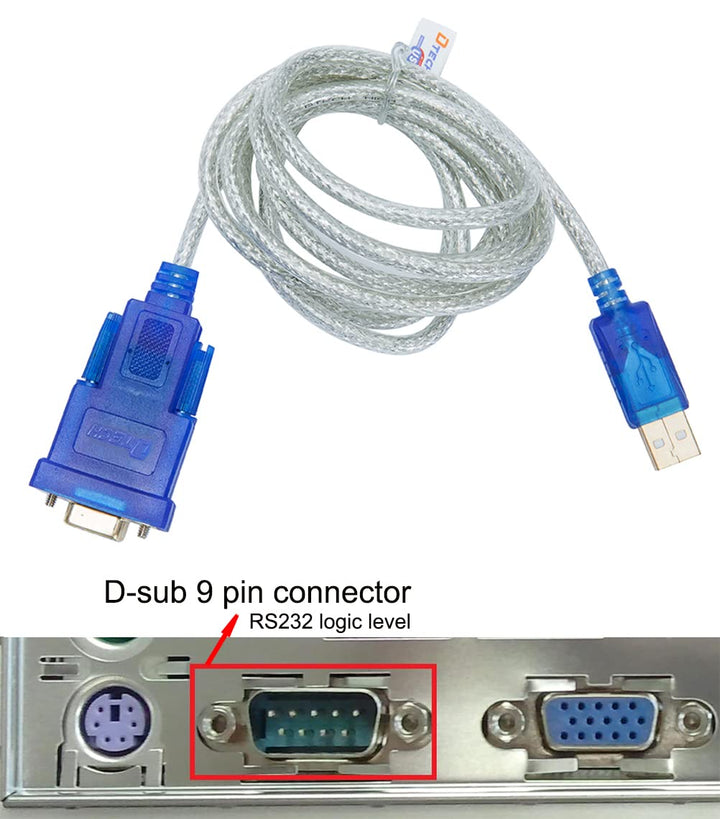 DTECH 6 Feet USB to RS232 DB9 Female Serial Adapter Cable Windows 11 10 8 7 Mac Linux Serial to USB 2.0 (PL2303 Chip)