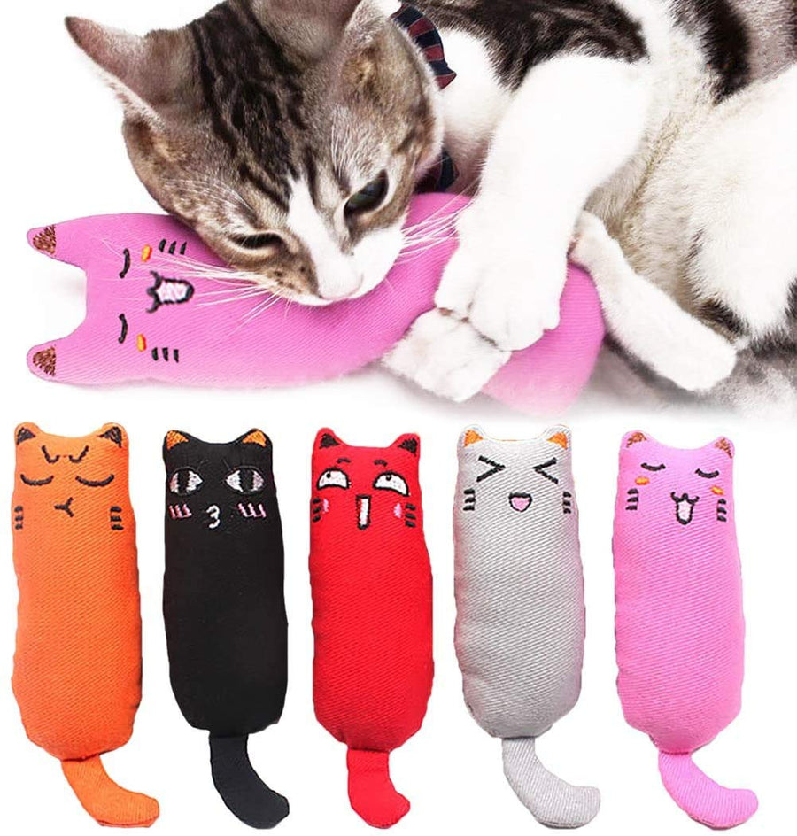 5Pcs Bite Resistant Catnip Toy for Cats,Catnip Filled Cartoon Mice Cat Teething Chew Toy