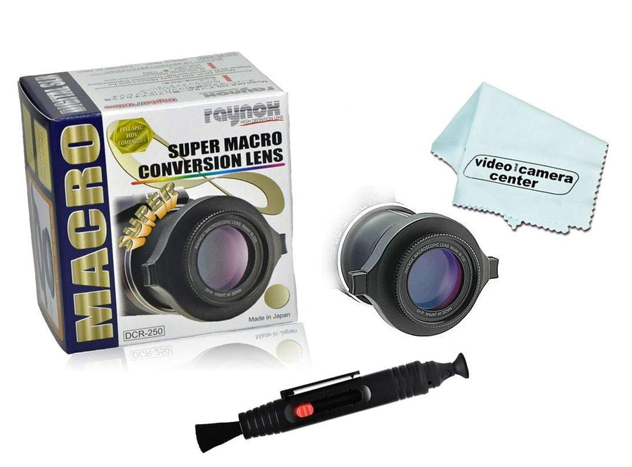 DCR-250 2.5x Super Macro Lens Universal Snap-on Mount for 52mm to 67mm + Lens Optic Pen Cleaner + 1 VCC113 Micro-Fiber Cloth, Black