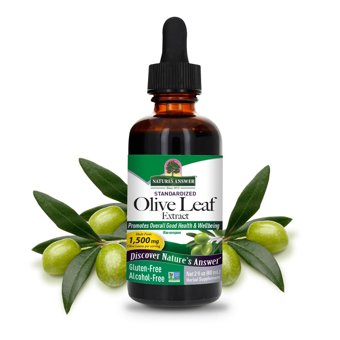 Nature&#39;s Answer Olive Leaf Extract, Alcohol-Free, Non-GMO, Vegan, Gluten-Free, Made in USA, 2 Ounce | Olive Extract Support | Olive Leaf Extract Capsules for Wellness