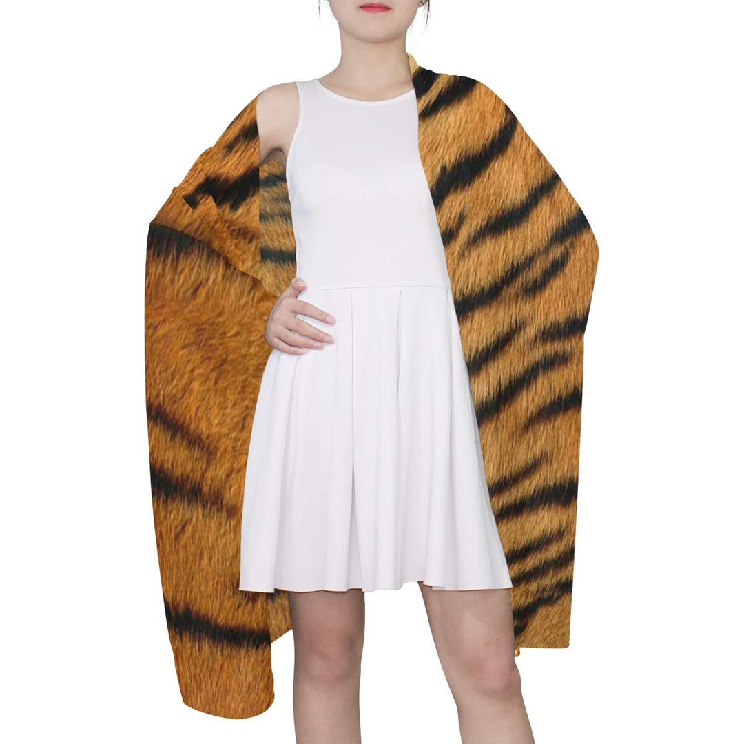 AUUXVA Tiger Print Women Silk Scarf Tiger Pattern Light