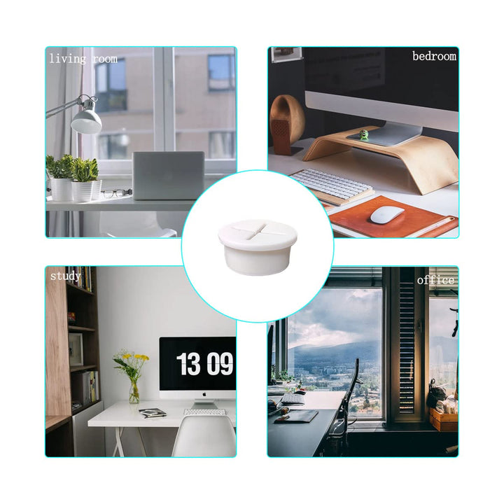 6 Pcs Cable Cord Grommet 1 Inch Flexible Wire Rubber Grommets Flexible Silicone Cable Cord Grommet Desk Grommet for TV Console and Other Furnitures Cover Cable Pass Through Management (White)