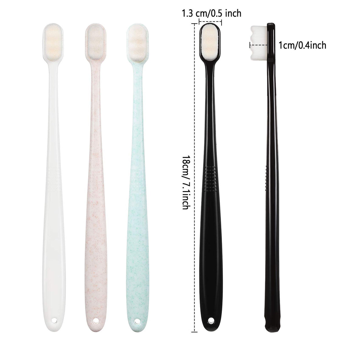 4 Pieces Soft Micro-Nano Manual Toothbrush Extra Soft Bristles Toothbrush with 20,000 Bristles for Fragile Gums Adult Kid Children (Black, White, Green, Beige)