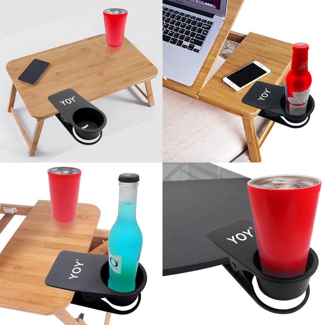 Drink Cup Holder Clip - Table Desk Side Water Glass Beer Bottle Beverage Soda Coffee Mug Holder Cup Saucer Clip Design for Home Office, Black