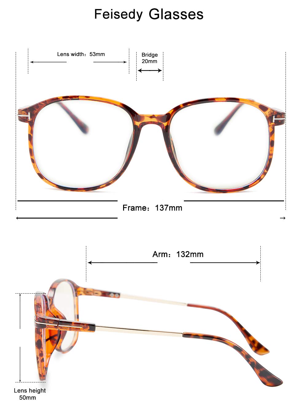 FEISEDY Blue Light Blocking Glasses Square Vintage Eyew