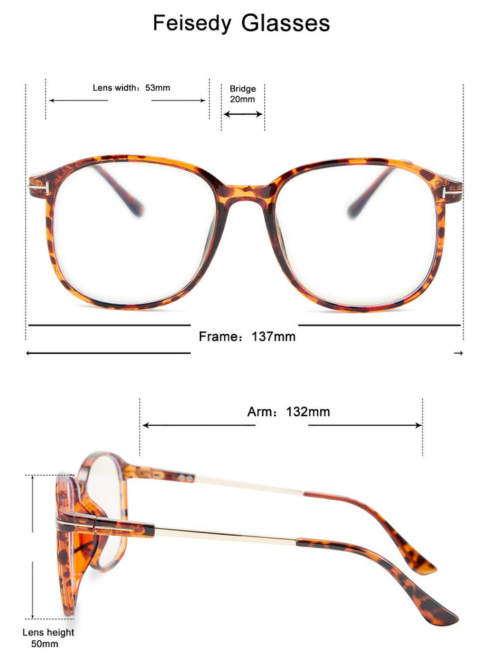 FEISEDY Blue Light Blocking Glasses Square Vintage Eyew