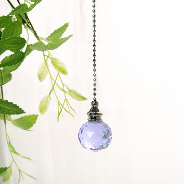 6 Pieces Crystal Ceiling Fan Pull Chain Rainbow Fan Pull Chain Extension with Connector for Ceiling Light Ceiling Fan (gudian-purple-2pc)