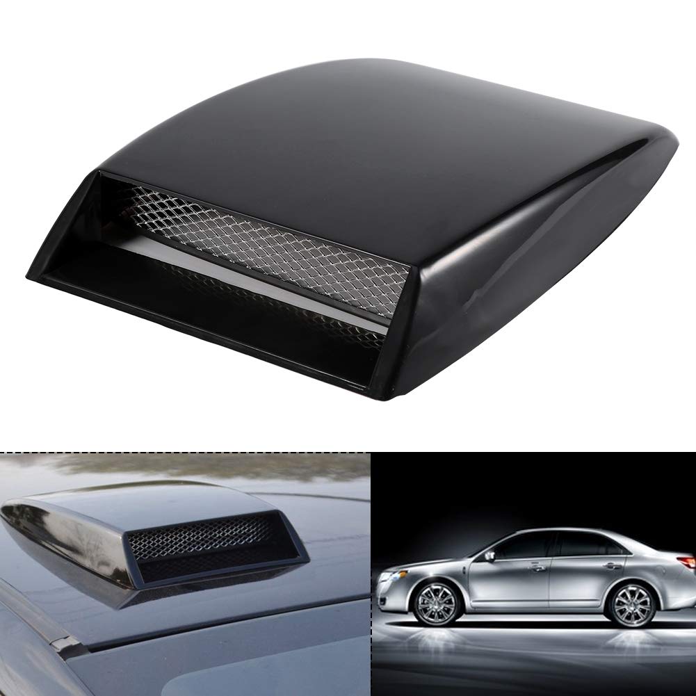 Universal Car Decorative Air Flow Intake Turbo Bonnet Vent Grille Scoop Cover Sticker Hood (Black)
