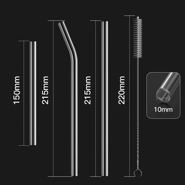 12-Pack Reusable Glass Straws ,4 Pack Straight 8&#39;&#39;x10 MM+ 4 Pack Bent 8&#39;&#39;x10 MM+4 Pack Short 5”x10 MM with 2 Cleaning Brush- Perfect For Smoothies, Tea, Juice
