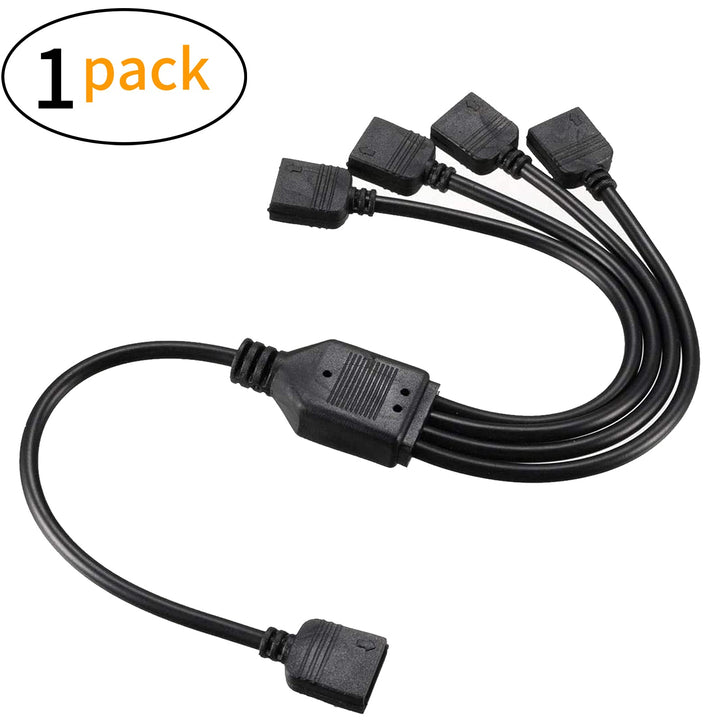 5V 3Pin Addressable RGB 1 to 4 Splitter Cable,Y-shaped Fan and Pc Led Strip Extension Cable,LED strip and ARGB fan connector,equipped with 4 male pins,53ARGB(1-pack)