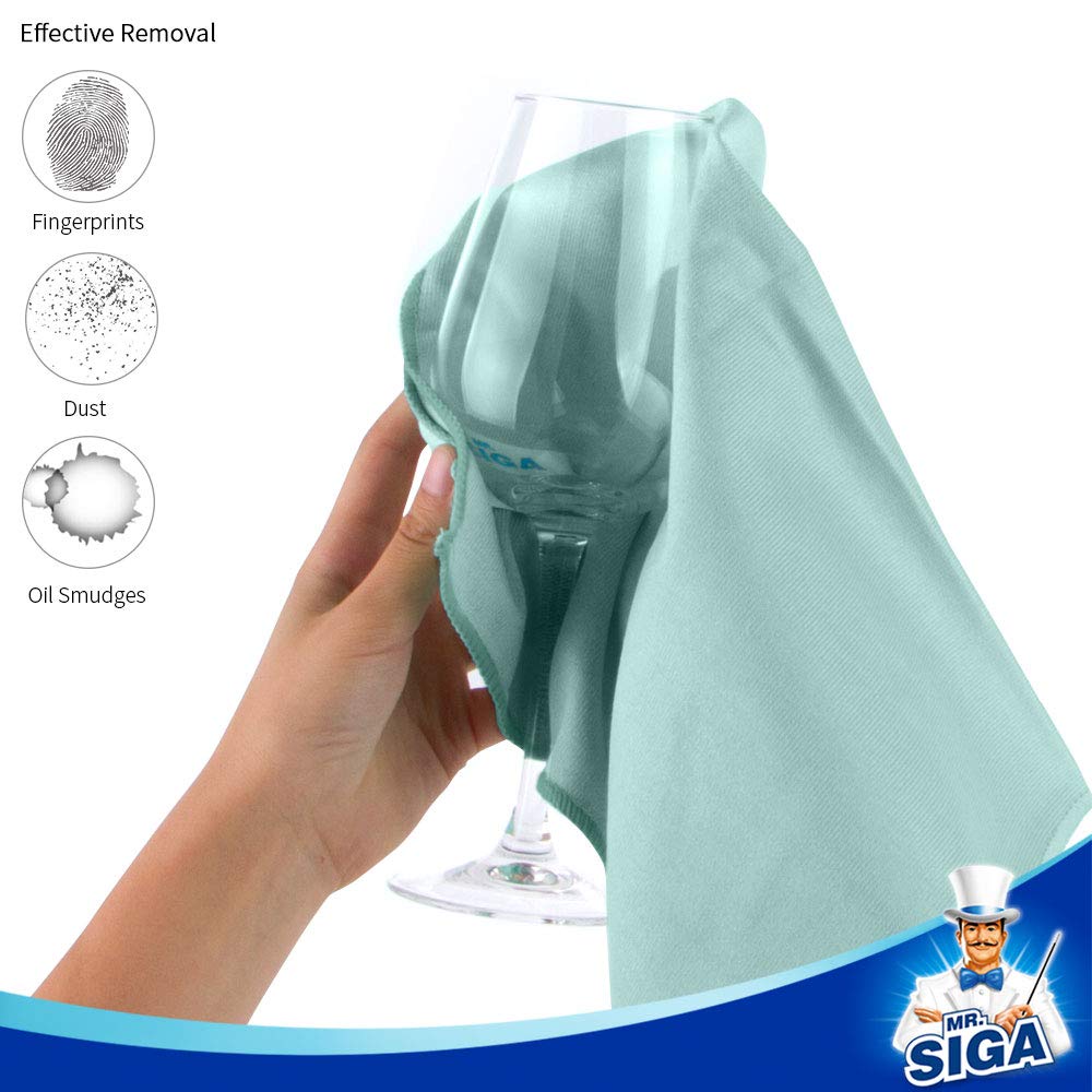 MR.SIGA Ultra Fine Microfiber Cloths for Glass, Pack of