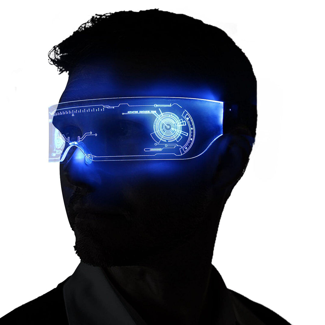 LED Light Up Glasses for adult with 7 Colors and 4 Modes Rechargeable Futuristic style Glasses
