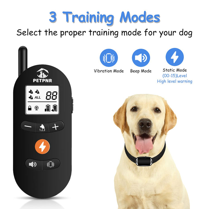 Dog Training Collar - Rechargeable Electronic Shock Collars with Remote,3 Training Modes:Beep,Vibration &amp; Shock, with 2 Receivers IPX7 Waterproof for 8 to 120 lbs Small Medium Large 2 Dogs
