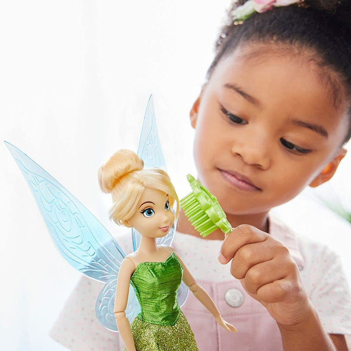 Disney Store Official Princess Classic Doll (Tinker Bell from Peter Pan), 11 Inches, Includes Brush with Molded Details, Fully Posable Toy in Classic Outfit Princess Toys for Girls