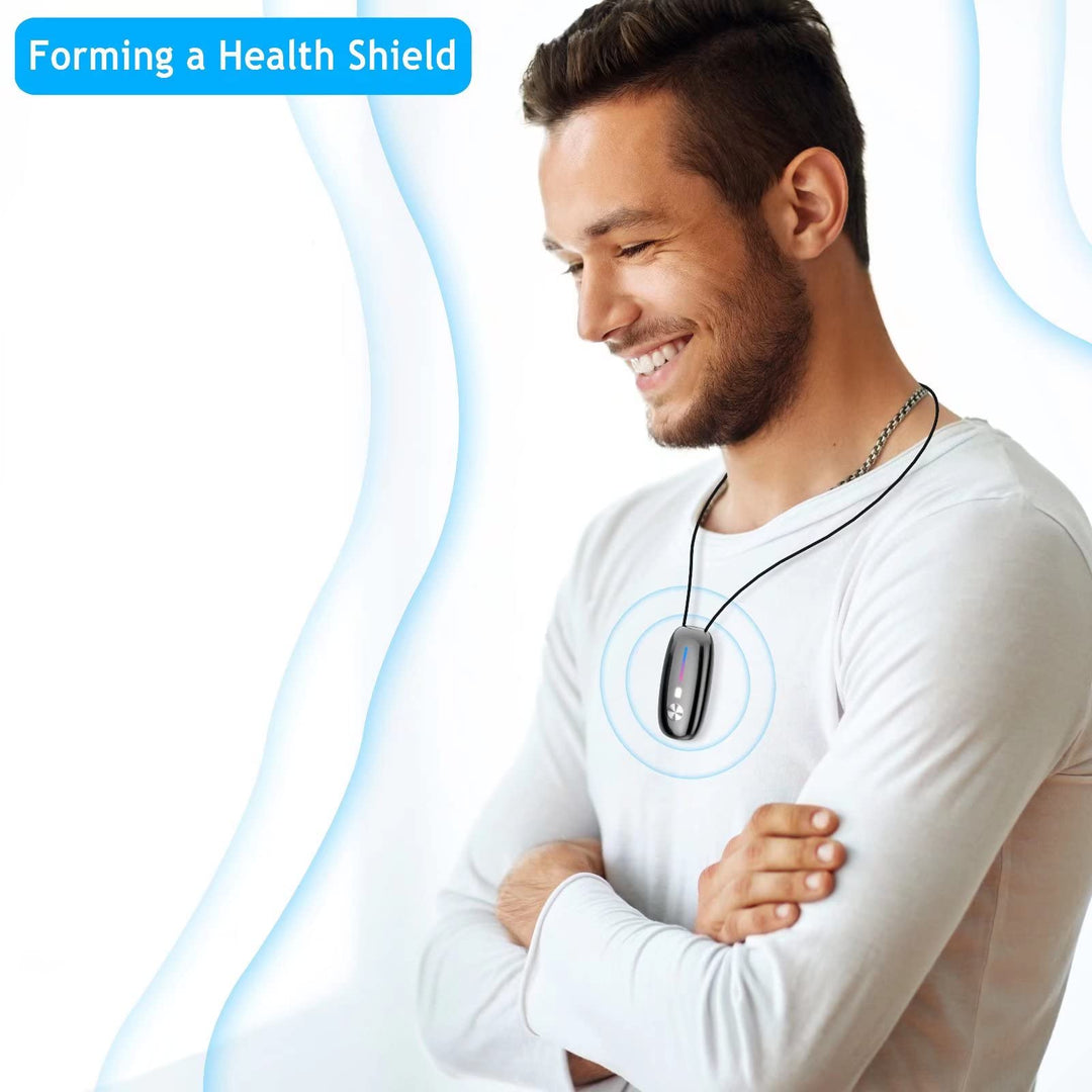 A10 S Personal Air Purifier Necklace, Rechargeable Portable mini Air Purifier for travel, office Airplane and Home, outdoor Air Ionizer Purifier(Button Switch)