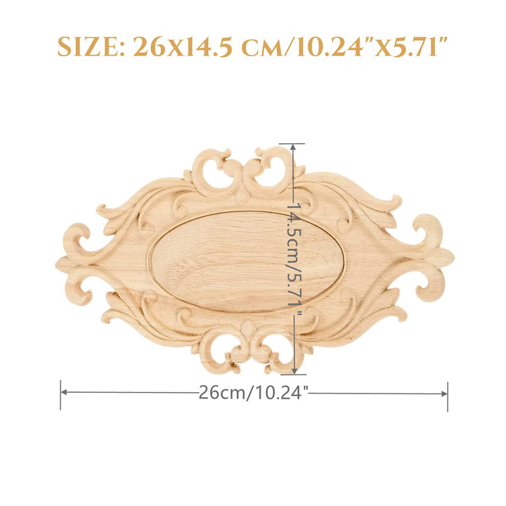 Wood Appliques Onlays, 1Pc Wooden Carved Carving Decal 