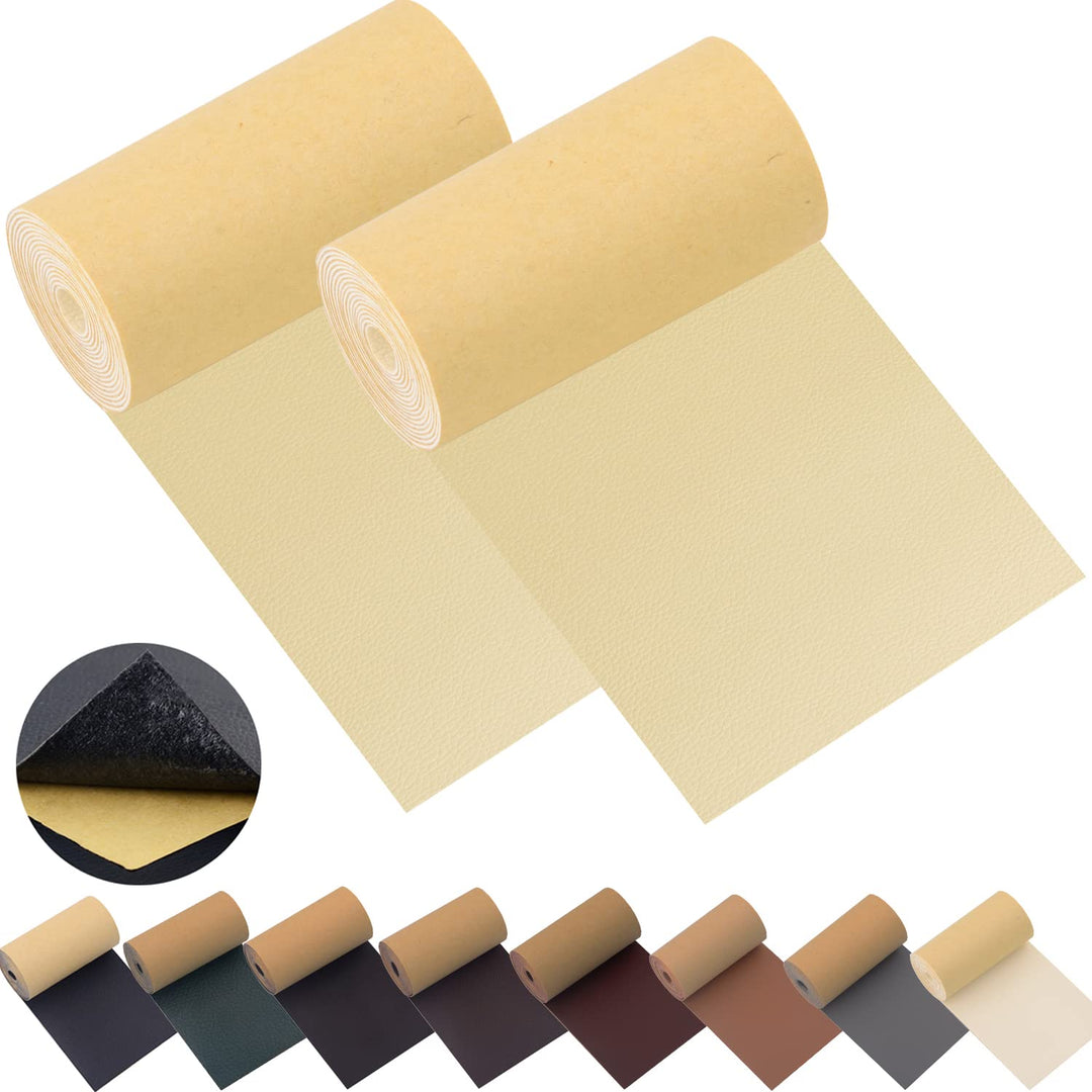 Leather Repair Patch Tape for Couches 2packs kit 3X55inch Self-Adhesive refinisher cuttable for Furniture Sofa Vinyl Car Seats Couch Chairs Shoes First Aid Patch Fix(Beige Yellow, 3X55 inch)