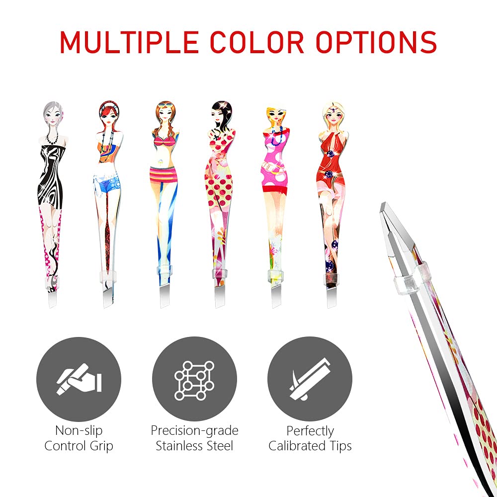 Professional Slant tip Eyebrow Tweezers beauty cosmetic makeup clip 6 pcs (Bikini)