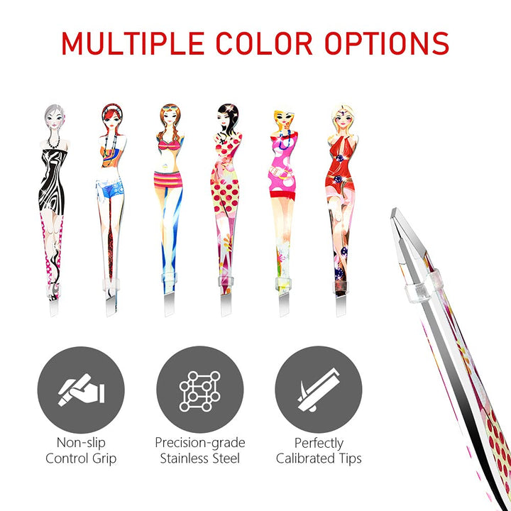 Professional Slant tip Eyebrow Tweezers beauty cosmetic makeup clip 6 pcs (Bikini)