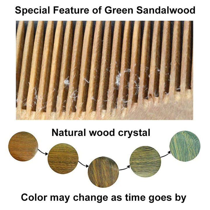 EQLEF Natual green sandalwood no static handmade comb