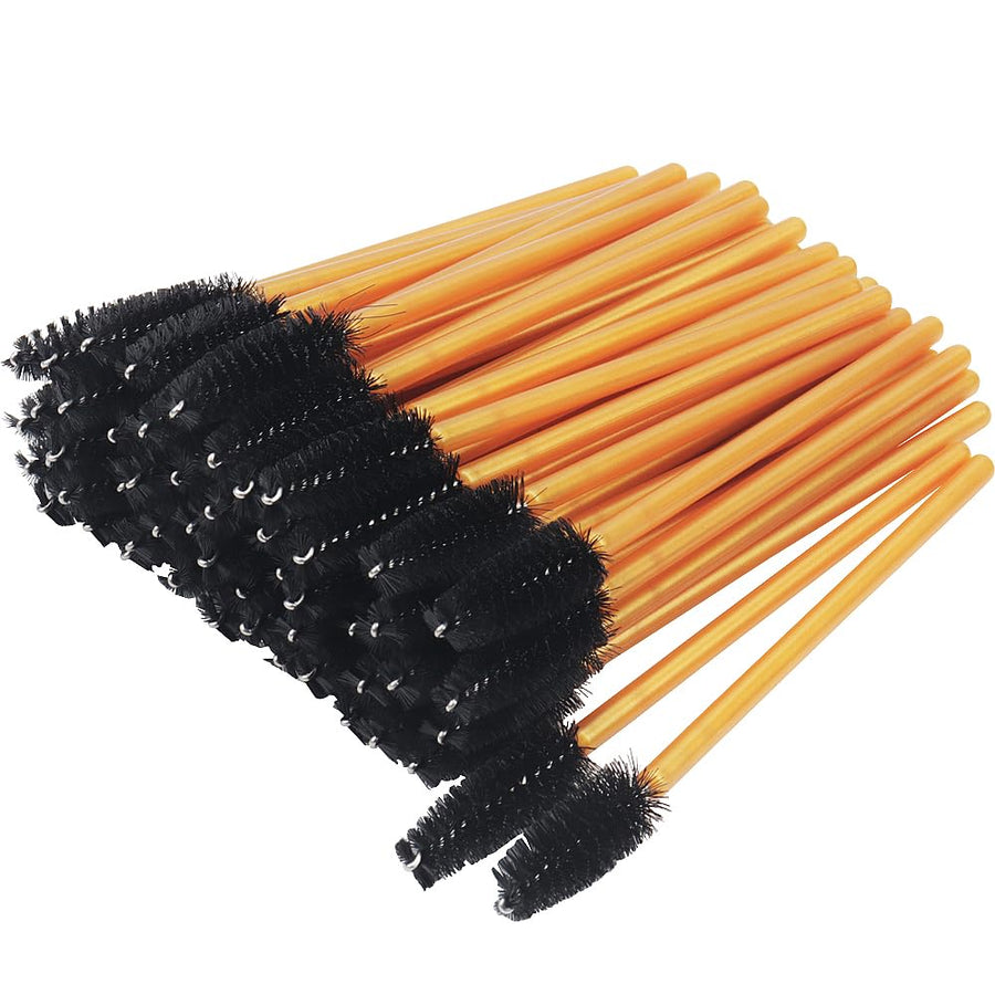 Gold/Black-300Pcs: 300 Pack Mascara Wands Disposable Eye Lash Brushes Applicator For Eyelash Extensions Makeup Tool Bulk, Gold/Black