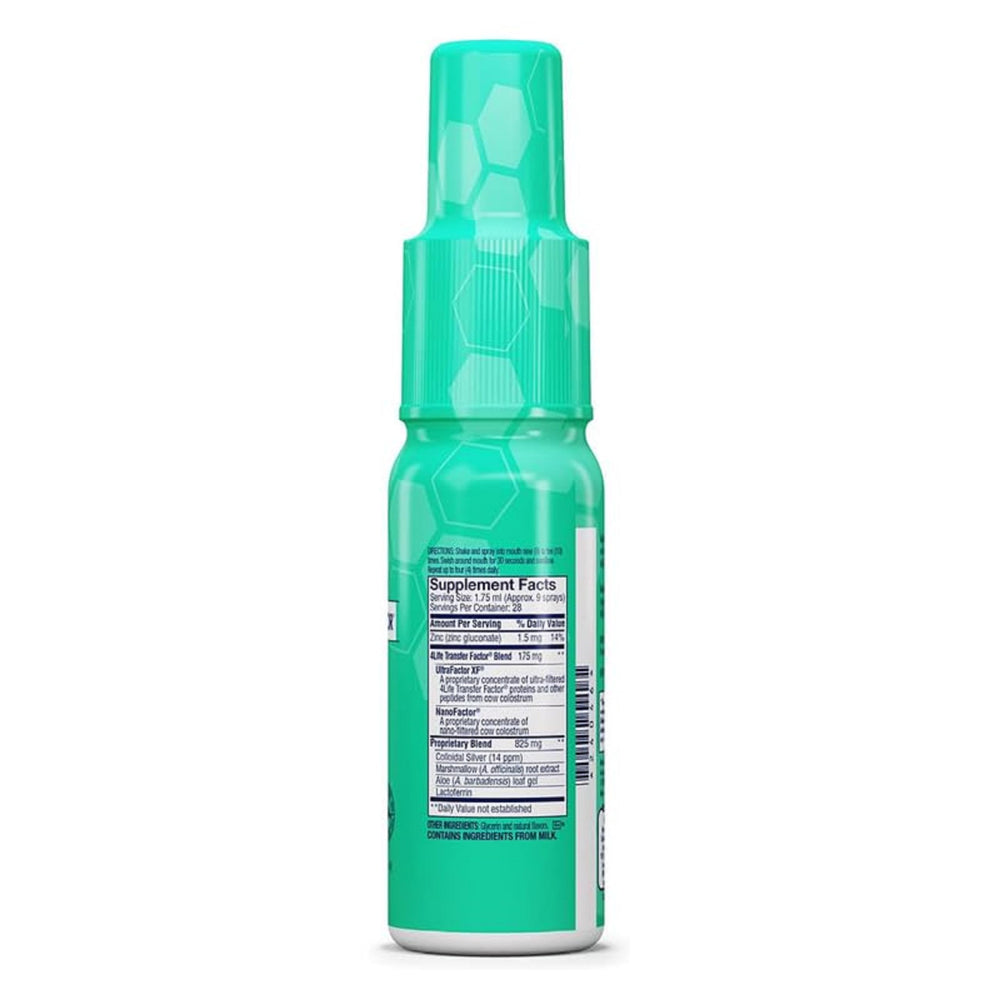 Transfer Factor Immune Spray - Supports Mouth and Throat Immune Health with Zinc, Marshmallow Root Extract - Mint Flavor - 1.7 oz