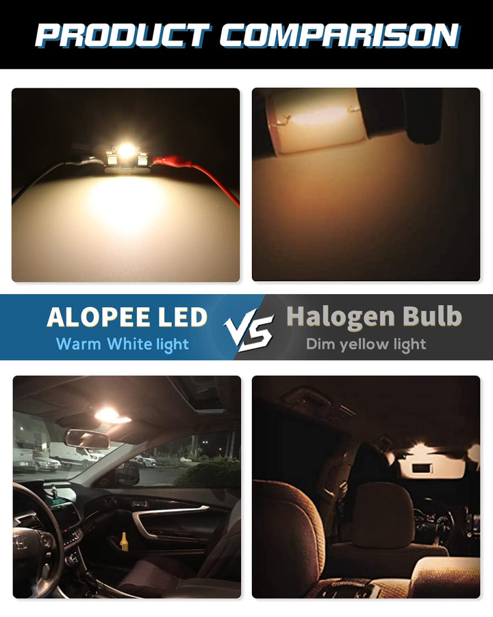 4 Pack DE3022 Led Bulb 31mm Led Festoon Light DE3175 LED Bulb Warm White 6SMD 3020 Led Non-Polarity Canbus Error Free 7065 Led Bulb Dome Light for Car Map Door Trunk License Plate Light