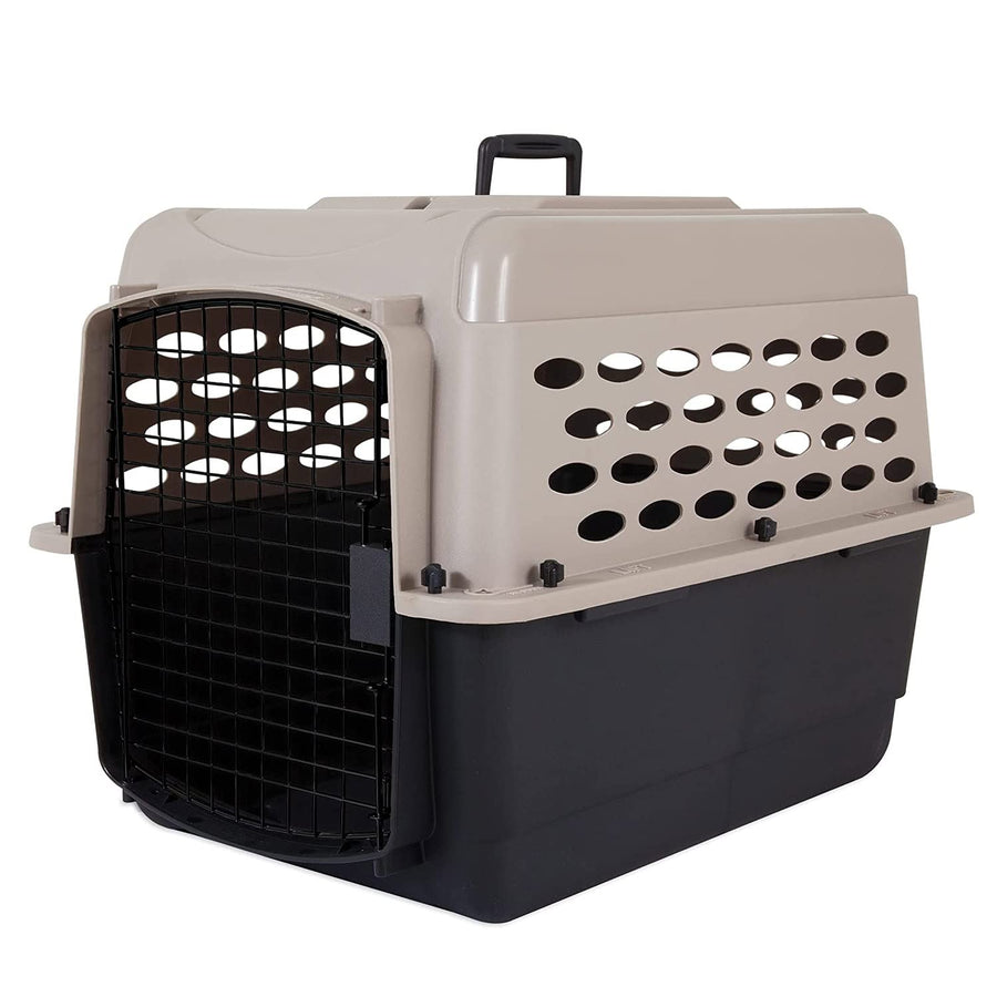 Vari Dog Kennel - Portable Dog Carriers & Crates for Medium Dogs, Airline-Friendly, Durable Plastic, Pet Carrier For Home and Travel, 28 Inches, Taupe and Black