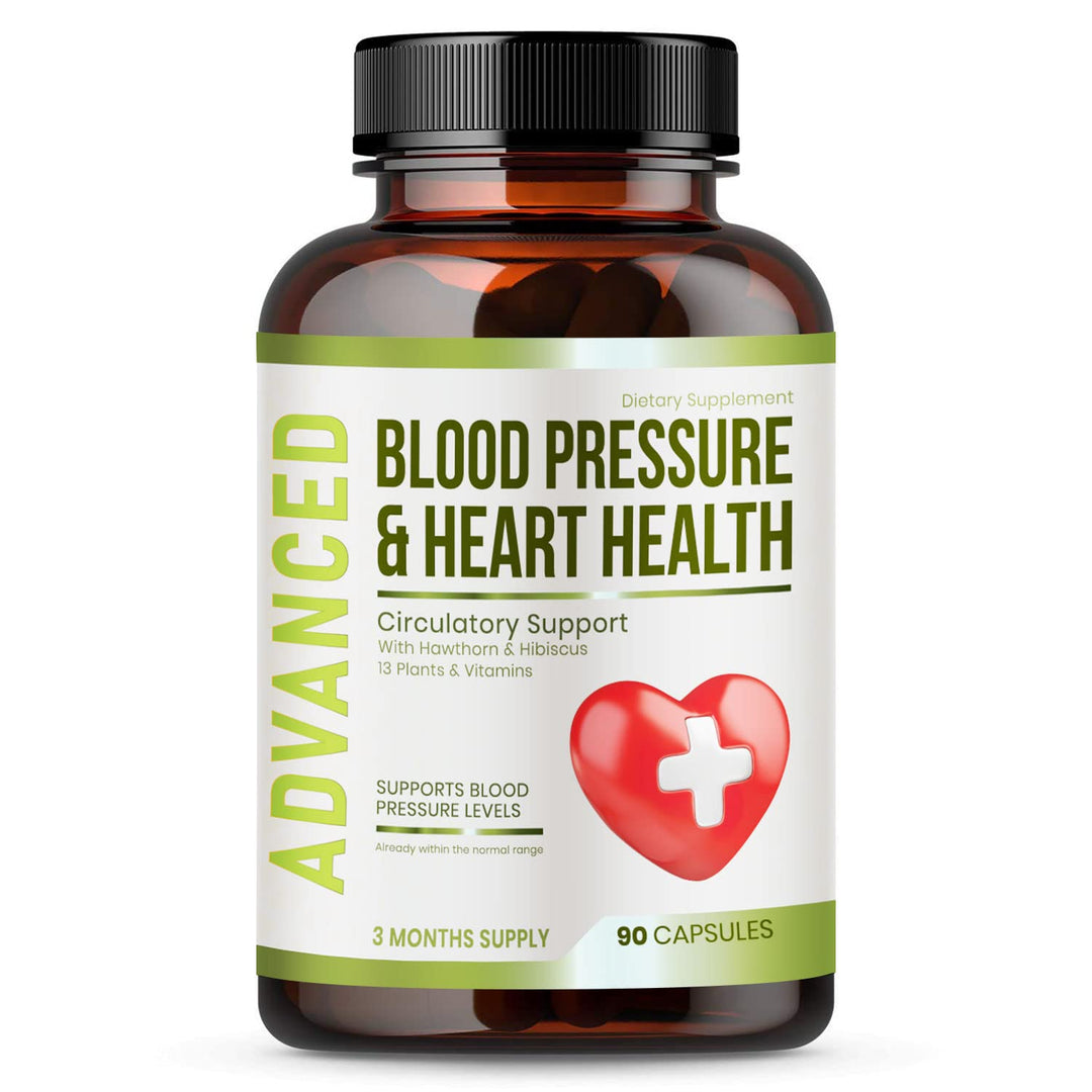 Heart Health Blood Pressure Support Supplement - Support Blood Pressure &amp; Healthy Circularity Naturally with Hawthorn Berry &amp; Hibiscus.Vitamins Pills for Healthy Hypertension (BP) &amp; Healthy Heart.
