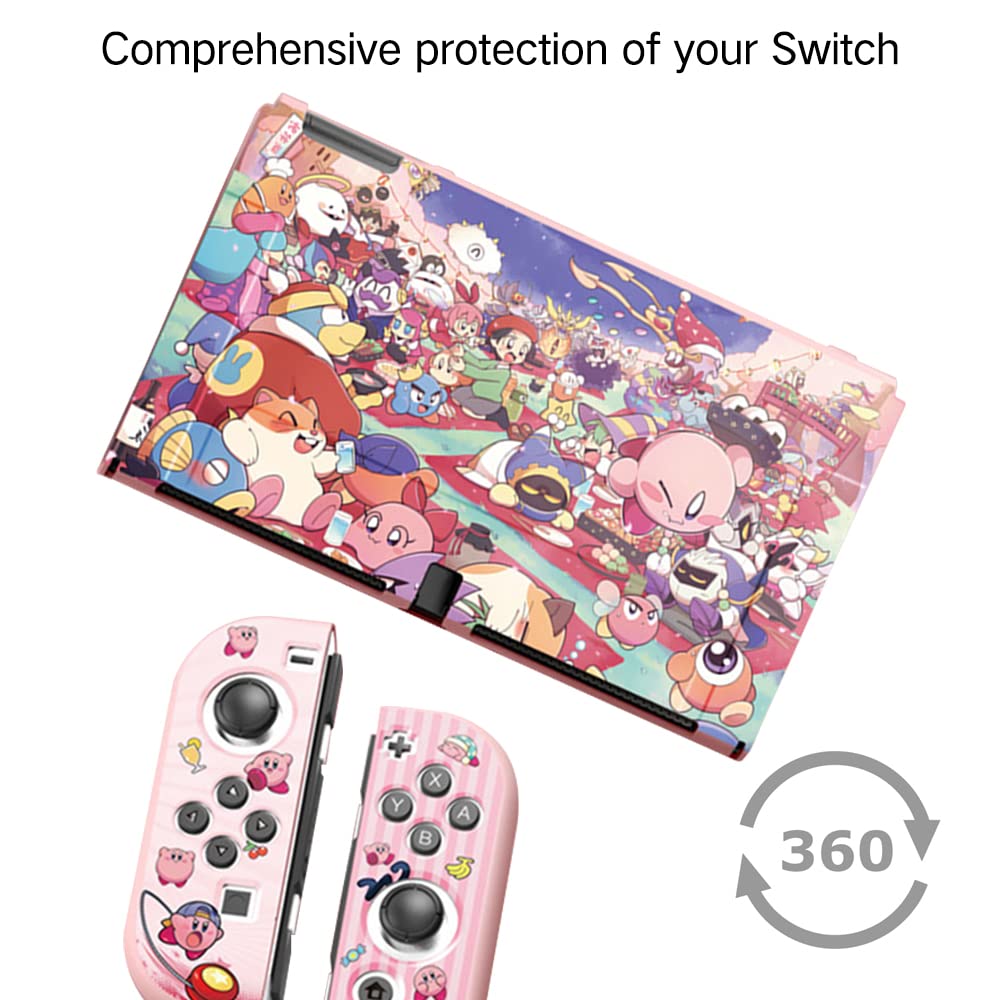 Cute Protective Case Compatible with Nintendo Switch OLED, Kawaii Soft Slim Cover, Hard Shell Dockable Case for NS Console and Joy-Con Controllers - Shock-Absorption Anti-Scratch, KB