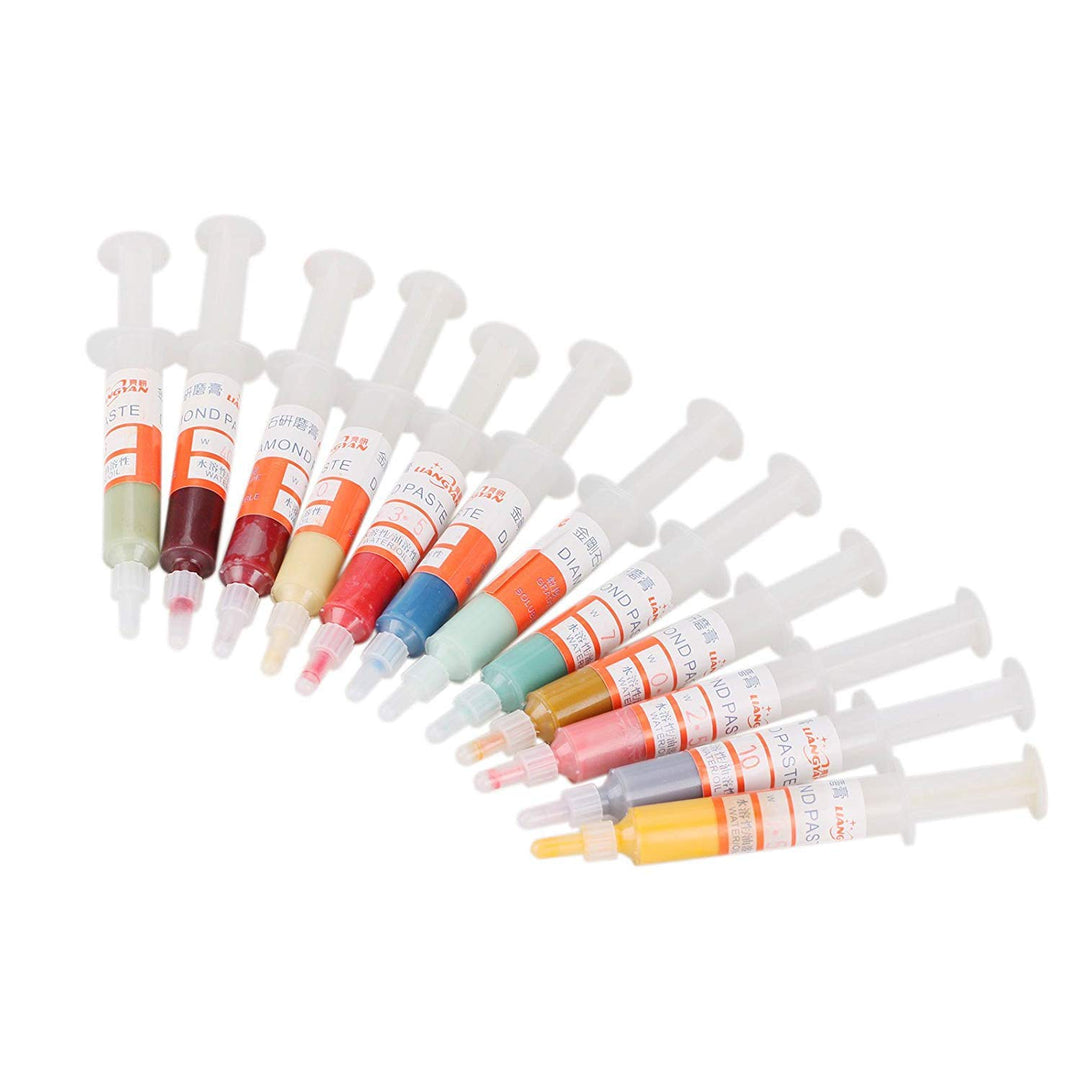 Polishing Lapping Paste, 12Pcs 5 Gram Diamond Lapping Paste Polishing Compound Syringes 0.5 to 40 Micron for Final Polishing Metal and Jewelry