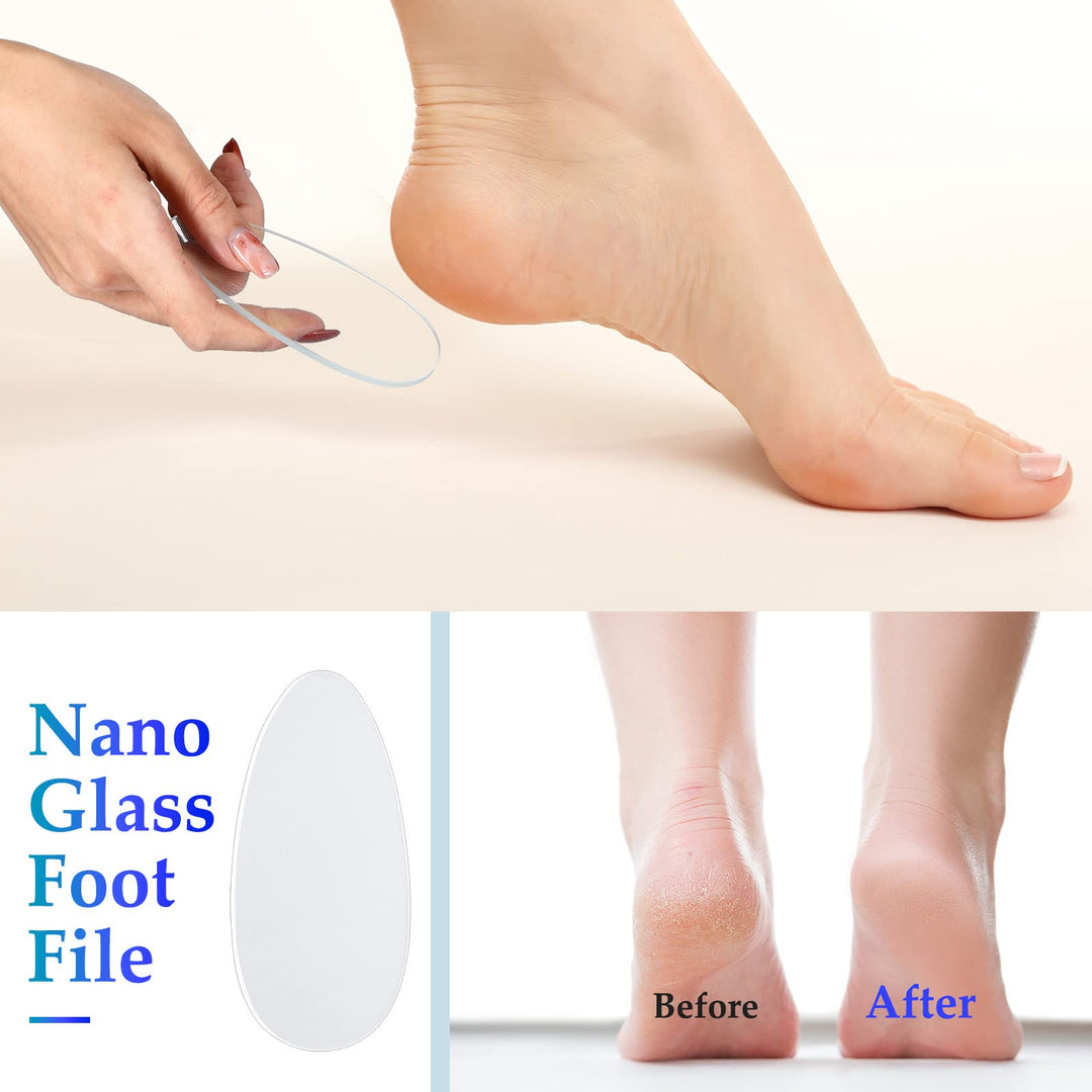 6 Pcs Glass Nail File and Nail Shiner Set includes 2 Manicure Pedicure Glass Nail File 1 Cuticle Trimmer 2 Nano Finger Nail File 1 Nano Foot Scrubber Callus Remover Foot Care Pedicure (Blue Gradient)