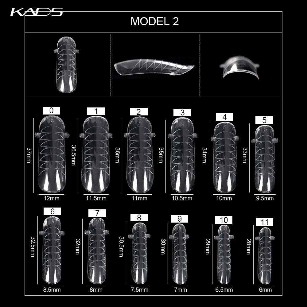 120PCS Clear Full Cover Dual Nail System Form UV Gel Acrylic Nail Art Mold Artificial Nail Tips with Scale for Extension (MODEL 2)