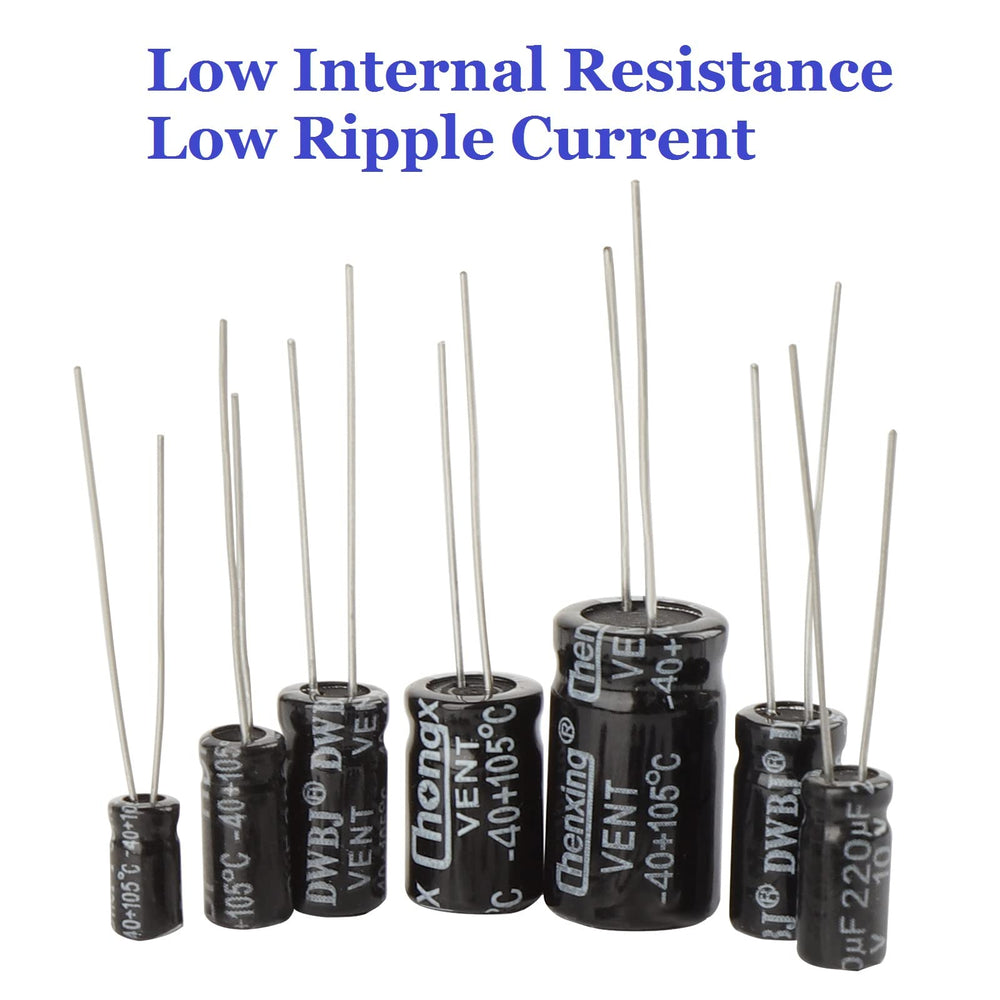 Capacitor Kit, 500Pcs 24 Values Aluminum Electrolytic Capacitor Kit, Range 0.1uF - 1000uF 10V - 50V Assortment Kit for Electronic Repairs on Circuit Boards