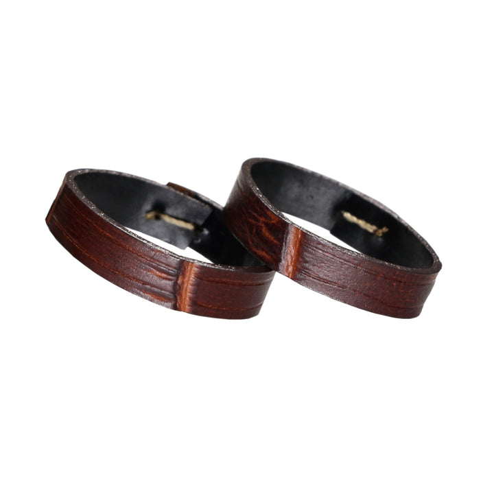 20mm Brown Watch Band Ring Holder Alligator Embossed Italian Calfskin Leather Two Pieces One Pack