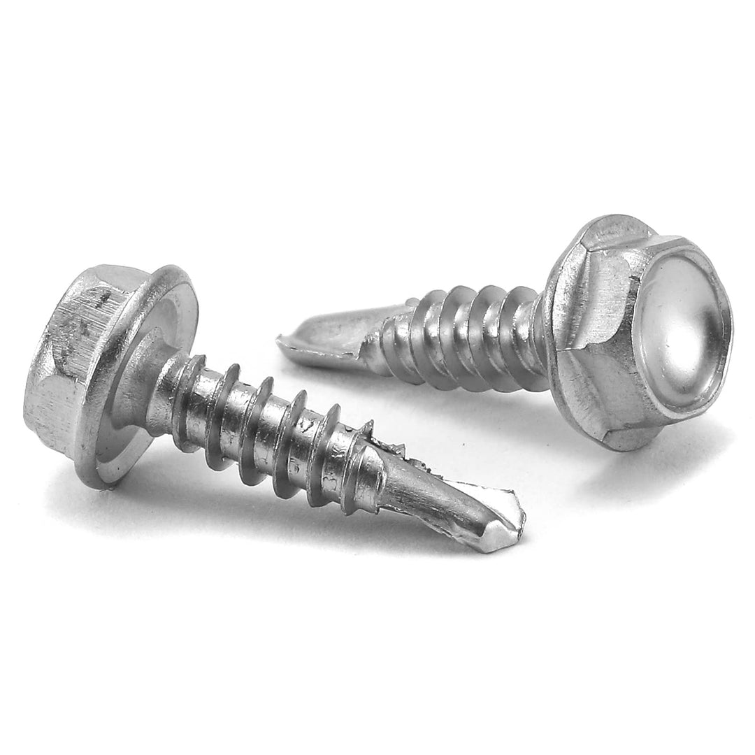 #12 x 3/4 Sheet Metal Screws 100PCS 410 Stainless Steel Hex Washer Head Fast Self Tapping Screws by SG TZH