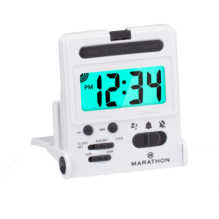 Foldable Compact Travel Alarm Clock with Locking Mechanism