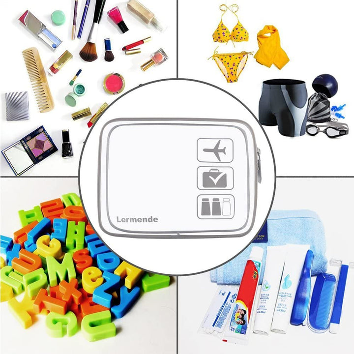 Clear Makeup Bag, TSA Approved Makeup Bag Organizer &amp; Cosmetic Bag for Women With Zipper, Quart Size Carry On Clear Toiletry Bag Airport Compliant Toiletries For Travel (Grey)