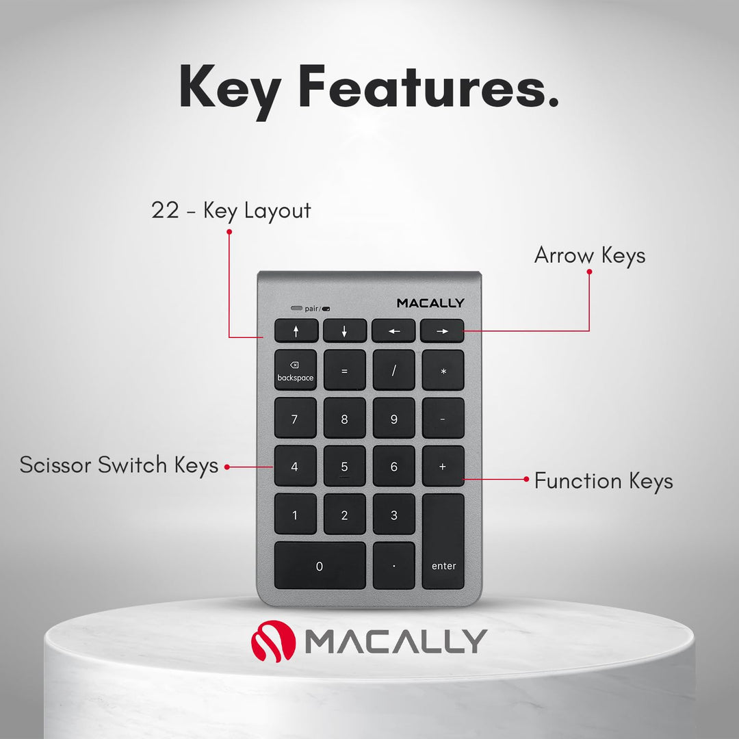 Macally 22 Keys Bluetooth Wireless Number Pad for Lapto