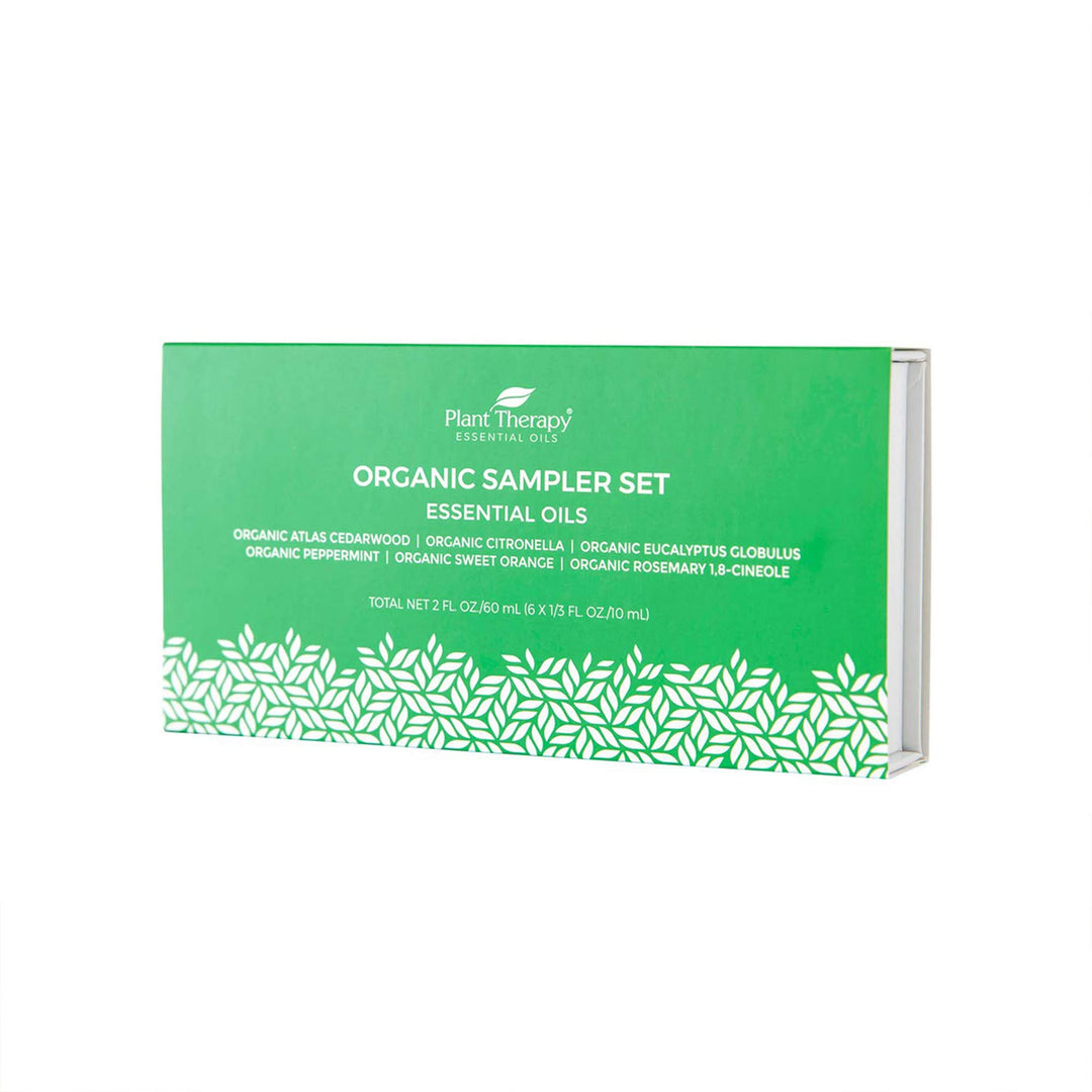Organic Essential Oil Sampler Gift Set Includes USDA Certified Organic: Eucalyptus, Peppermint, Rosemary, Cedarwood, Sweet Orange and Citronella 10 mL (1/3 Ounce) Each