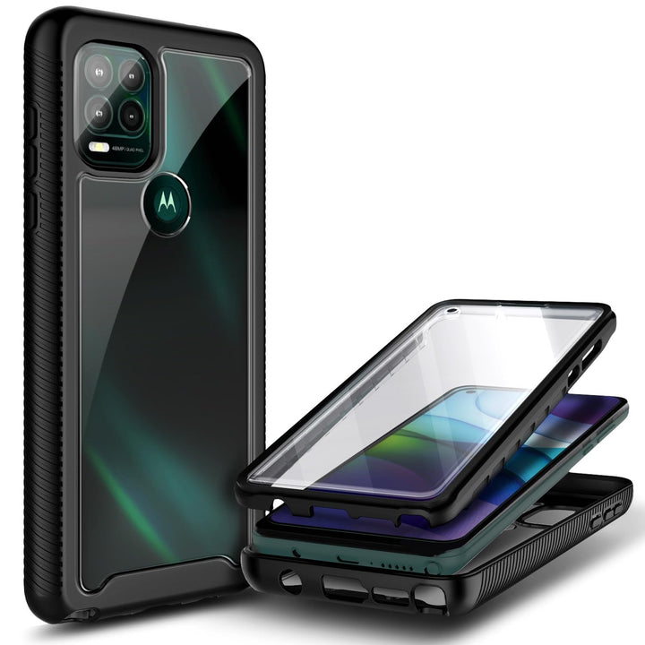 Case for Motorola Moto G Stylus 5G with [Built-in Screen Protector], Full-Body Protective Shockproof Rugged Bumper Cover, Impact Resist Phone Case Cover (Marble Design Sapphire)
