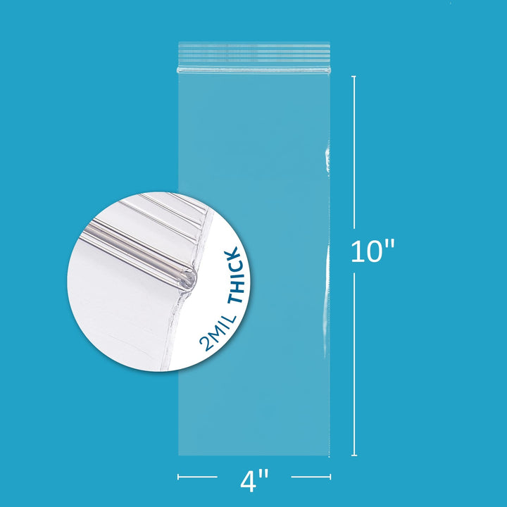 GPI - 100 CASE, 4 x 10 Long, Clear Plastic RECLOSABLE Z