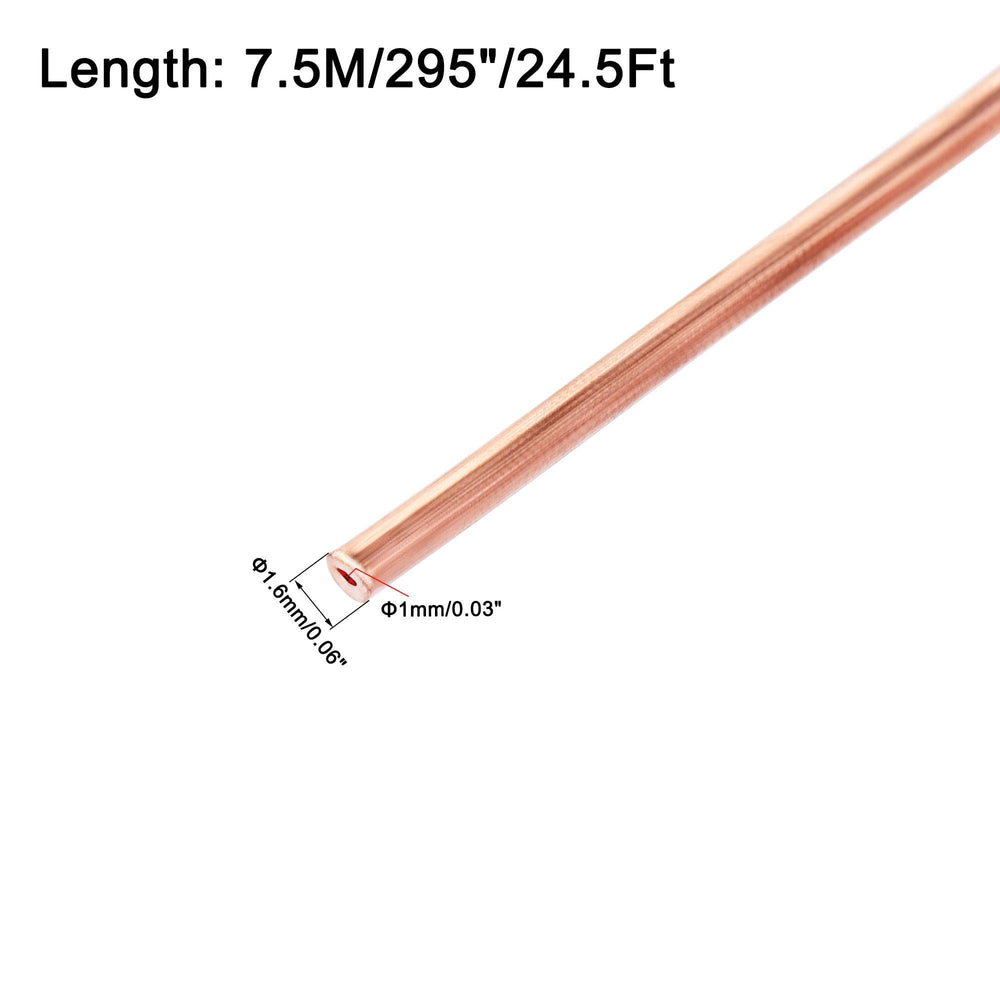Refrigeration Tubing 1.6mm OD x 0.6mm ID x 24.5Ft Length Copper Tubing Coil