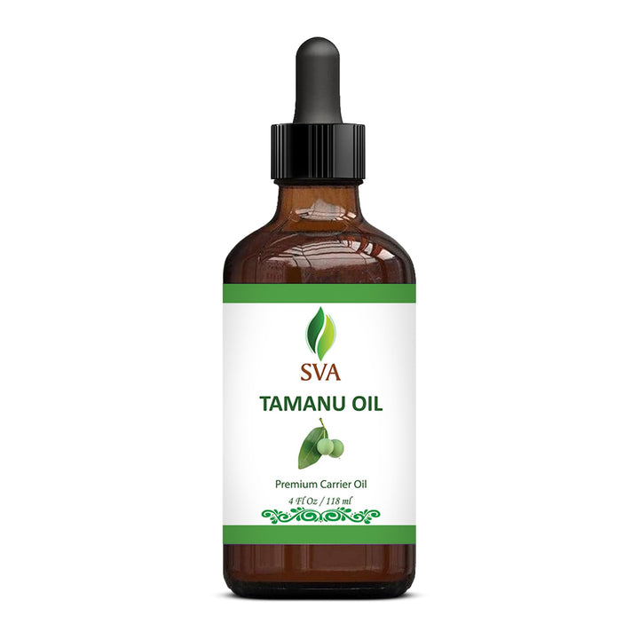 SVA Tamanu Oil - 4 Fl Oz – 100% Natural Cold Pressed Tamanu Oil - for Face, Skin Care, Hair Care, Scalp Massage &amp; Body Massage – Carrier Oil with Dropper
