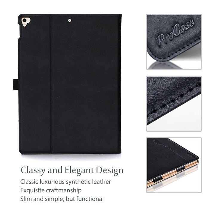 for iPad Pro 12.9 2017/2015 Case (1st &amp; 2nd Generation), Stand Folio Case Cover for iPad Pro 12.9 Inch (Old Model 2017/2015), with Multiple Viewing Angles, Pencil Holder -Black