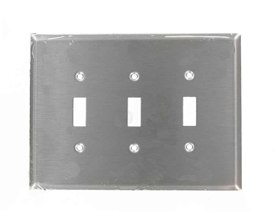 84111-40 3-Gang Toggle Device Switch Wallplate, Oversized, 302 Stainless Steel, Device Mount, Stainless Steel