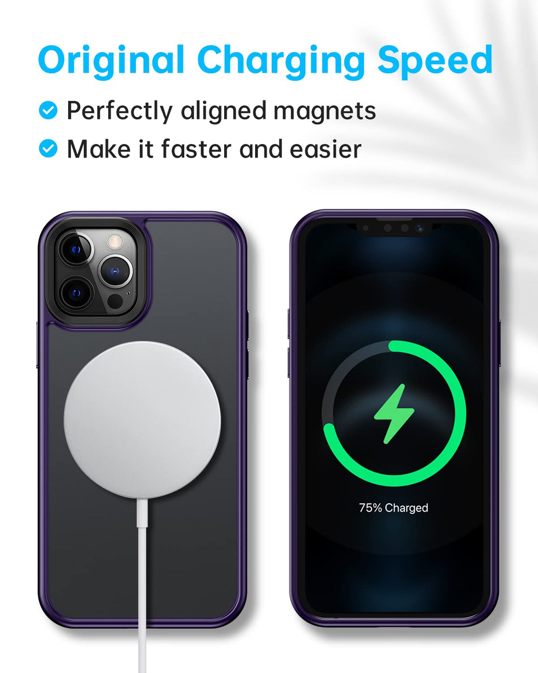 Magic Magnetic Designed for iPhone 14 ProMax Case 6.7inch, [Military Grade Protection &amp; Compatible with MagSafe], Translucent Matte Back &amp; Soft Edge Case for iPhone 14 Pro Max, Purple
